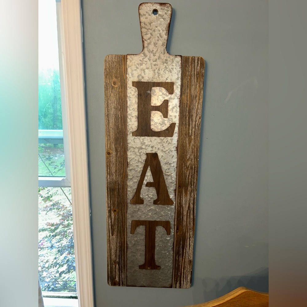 Rustic Wood and Metal 'EAT' Wall Decor